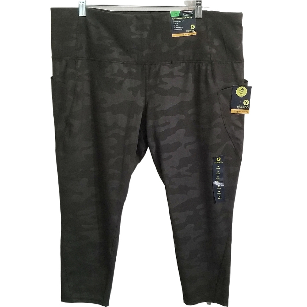 NWT XERSION Women Plus Athletic 7/8 Ankle Quick-Dri Med. Comp. Leggings Camo 2X